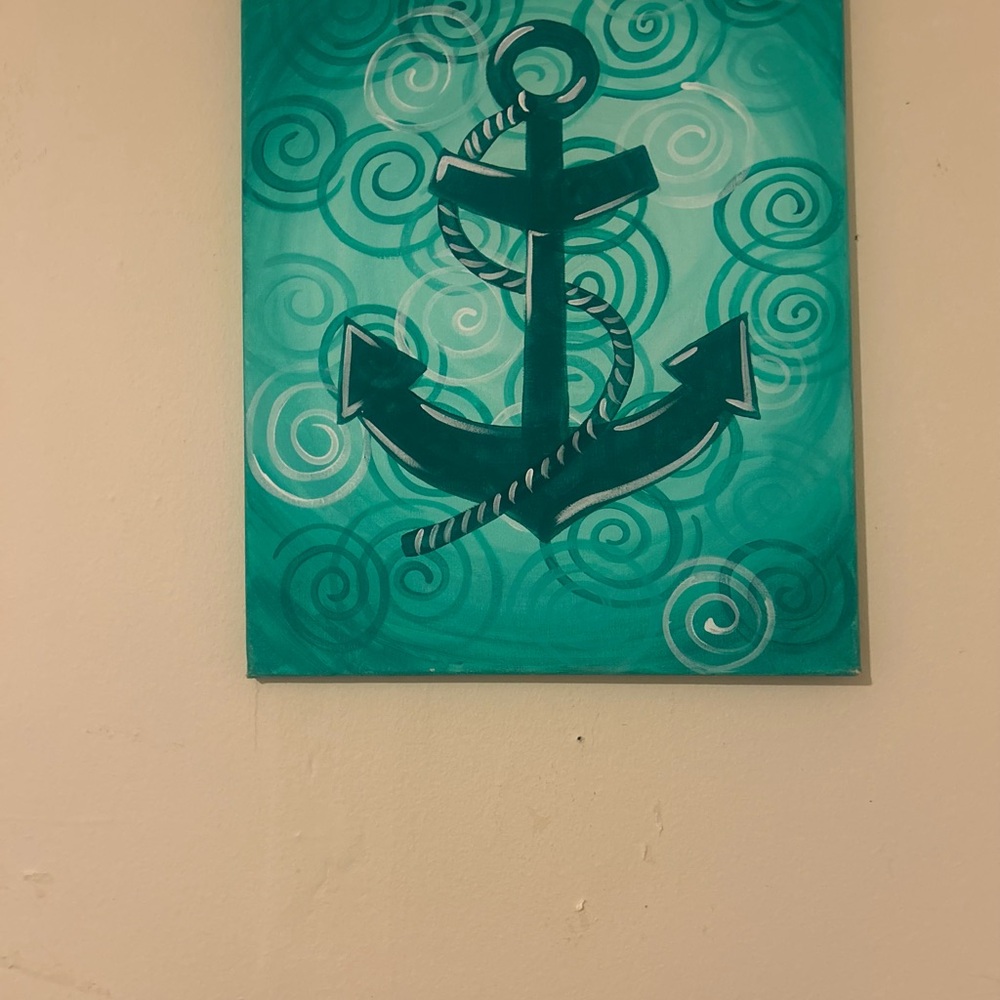 Teal Anchor Canvas Wall Art